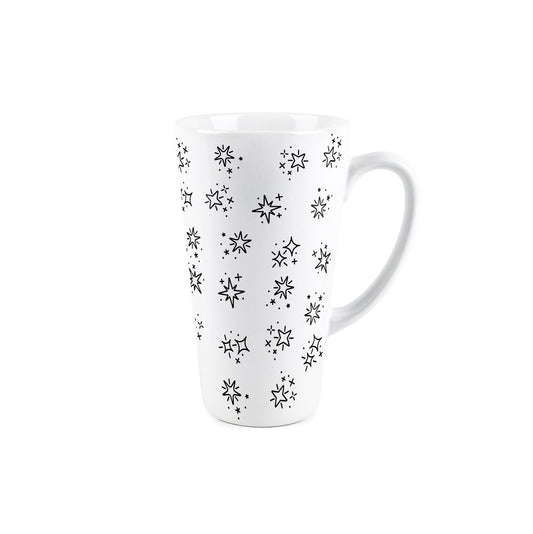 Large white latte mug featuring stars design