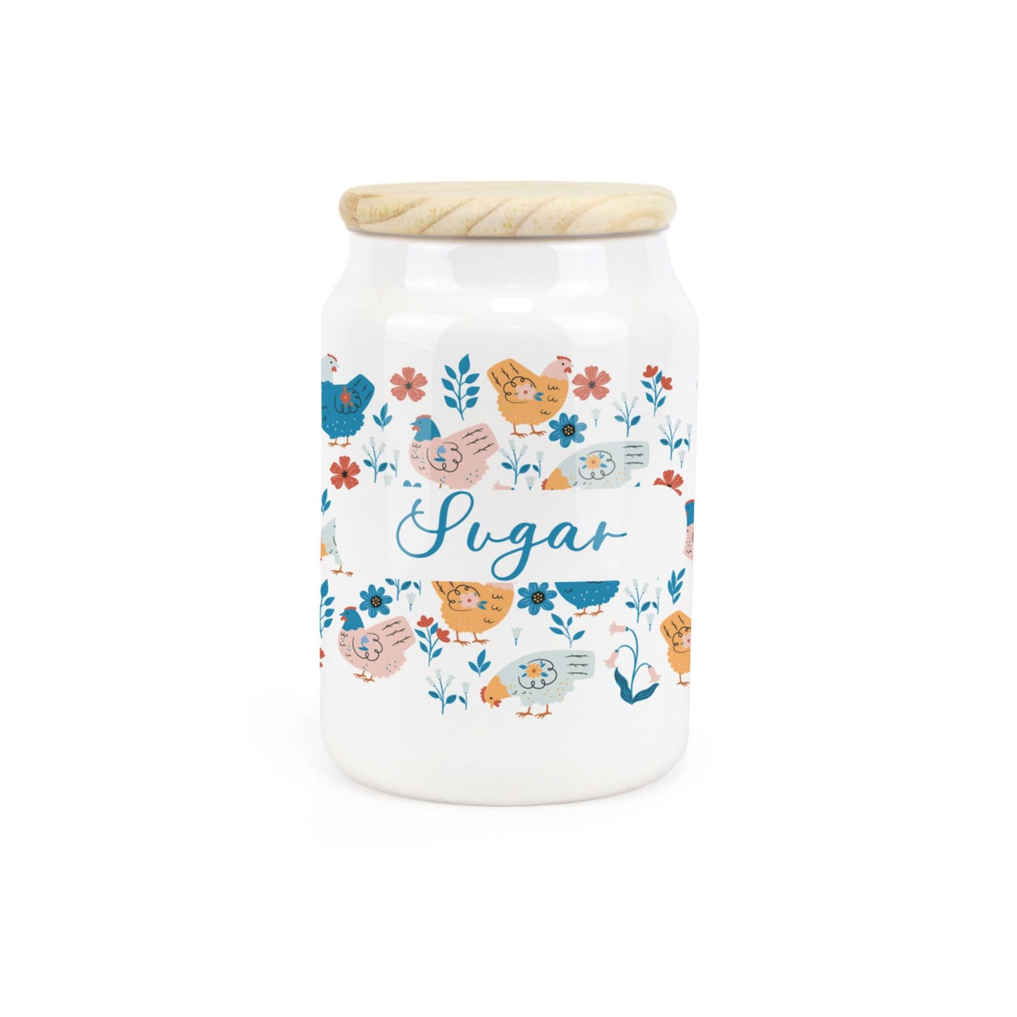 Botanical Chickens Ceramic Canister