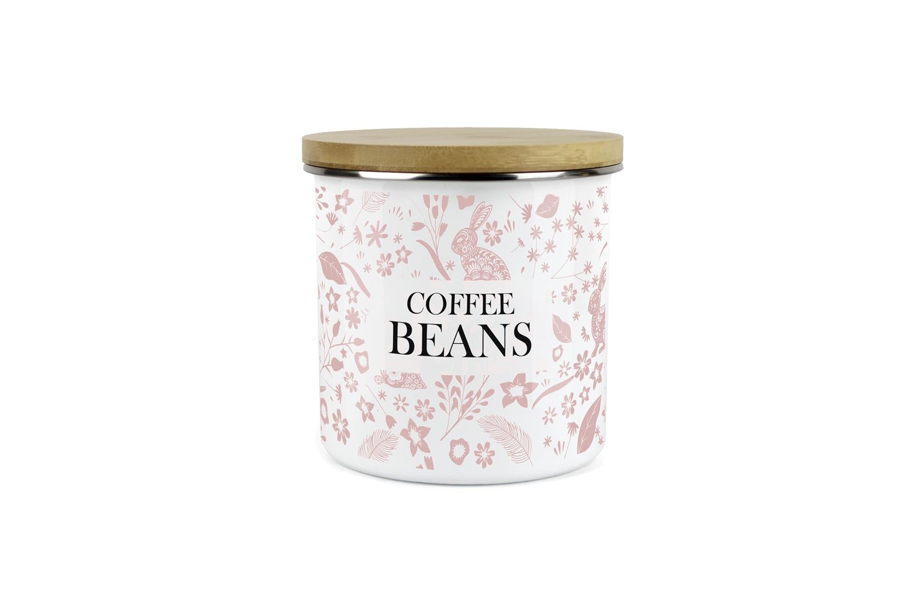 Wild Rabbits Coffee Beans Storage Canister - Pink Enamel Food/Drink Container