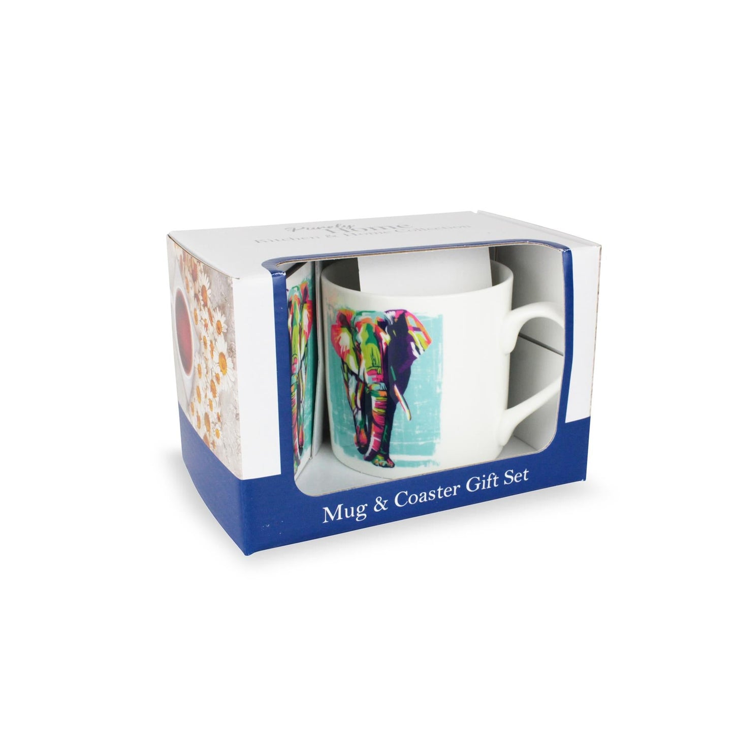 Colourful Elephant Mug & Coaster Gift Set