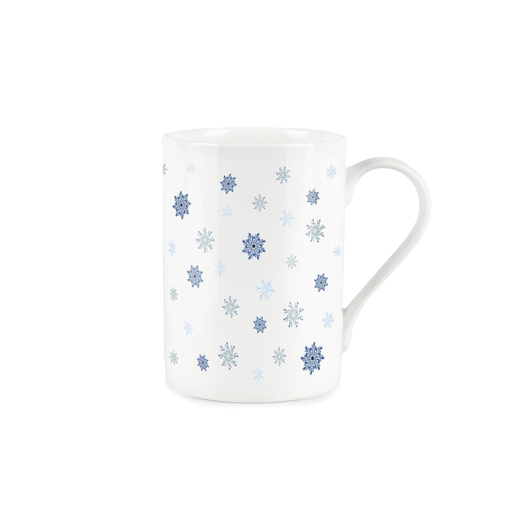 Mug with blue snowflake pattern