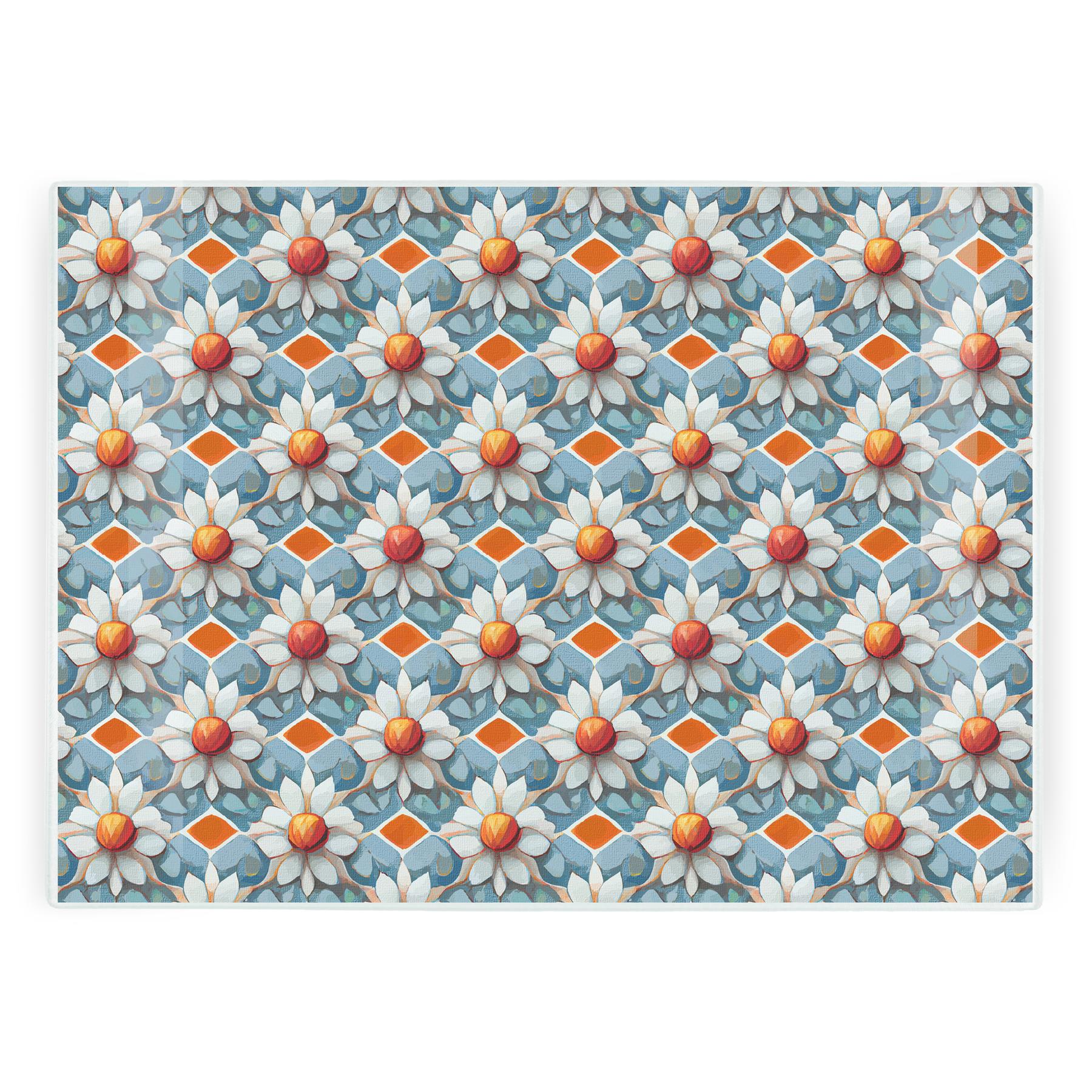 Blue Floral Tile Large Worktop Protector