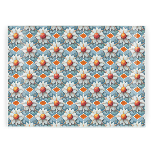 Blue Floral Tile Large Worktop Protector