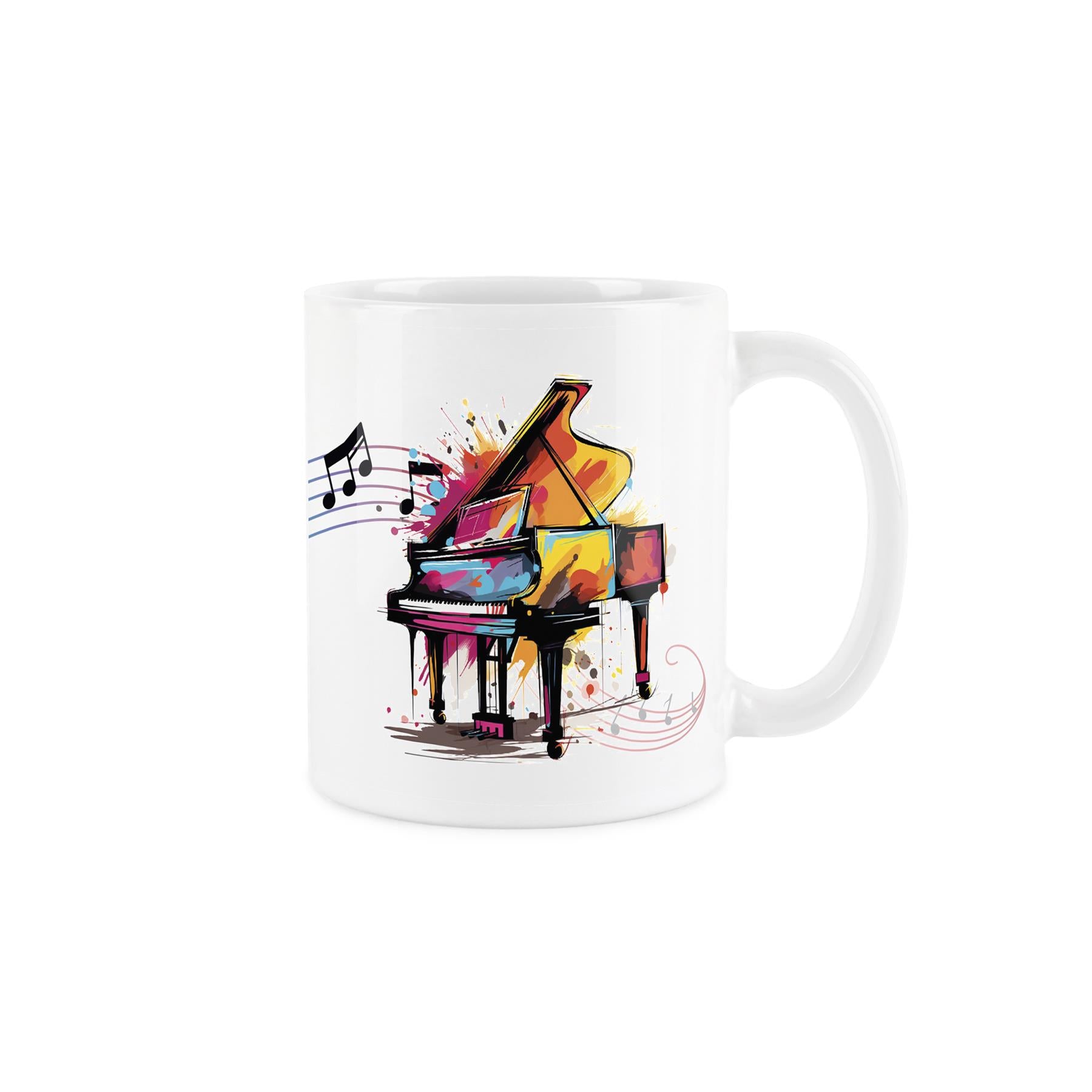 Illustrative rainbow colour design of violin on a ceramic mug