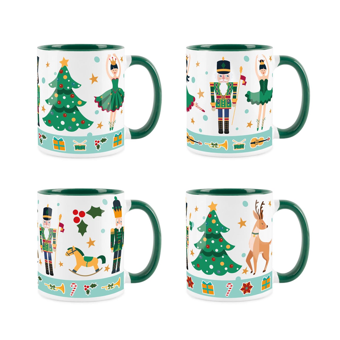 Nutcracker Mug Set of 4 Green