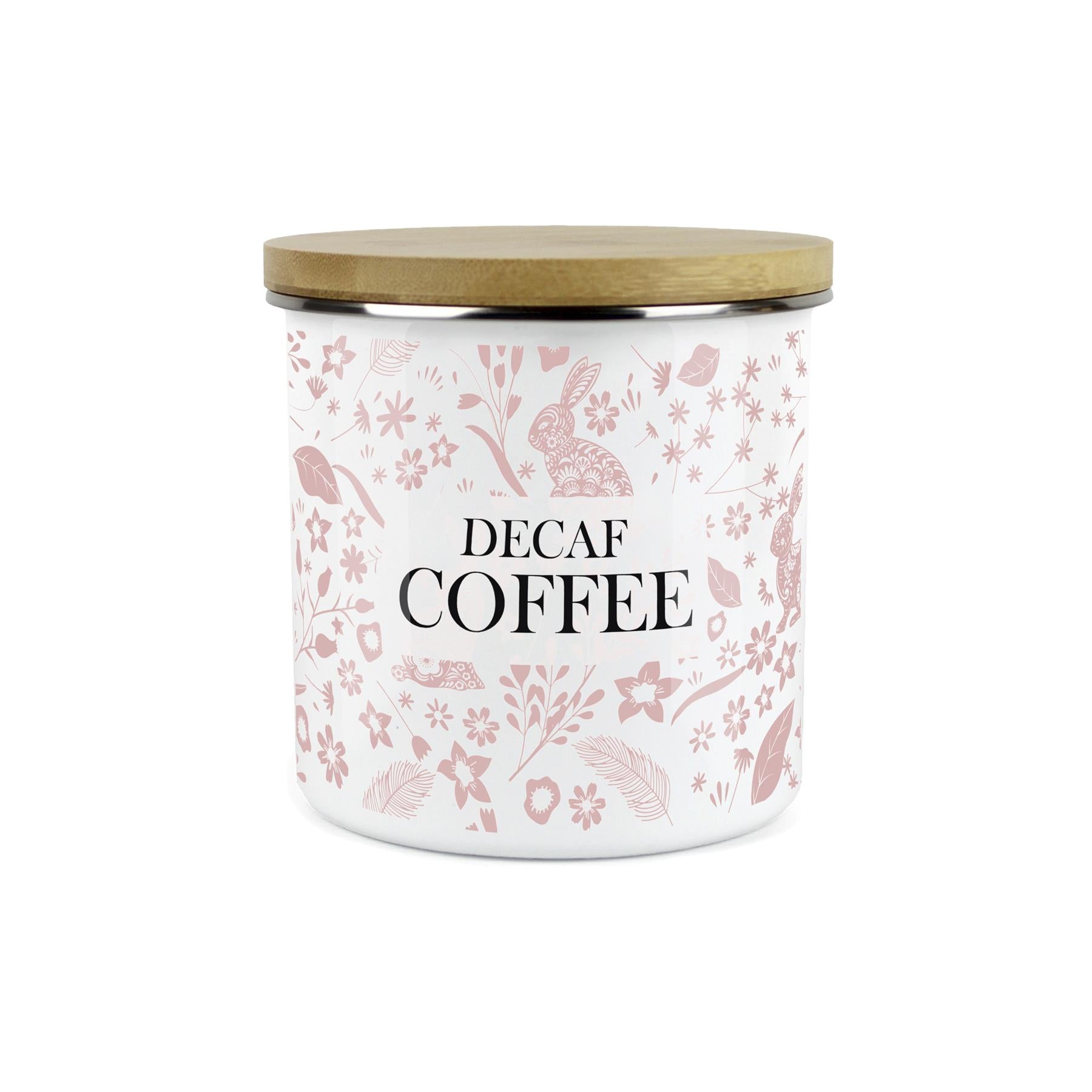 Wild Rabbits Decaf Coffee Storage Canister - Pink Enamel Food/Drink Container