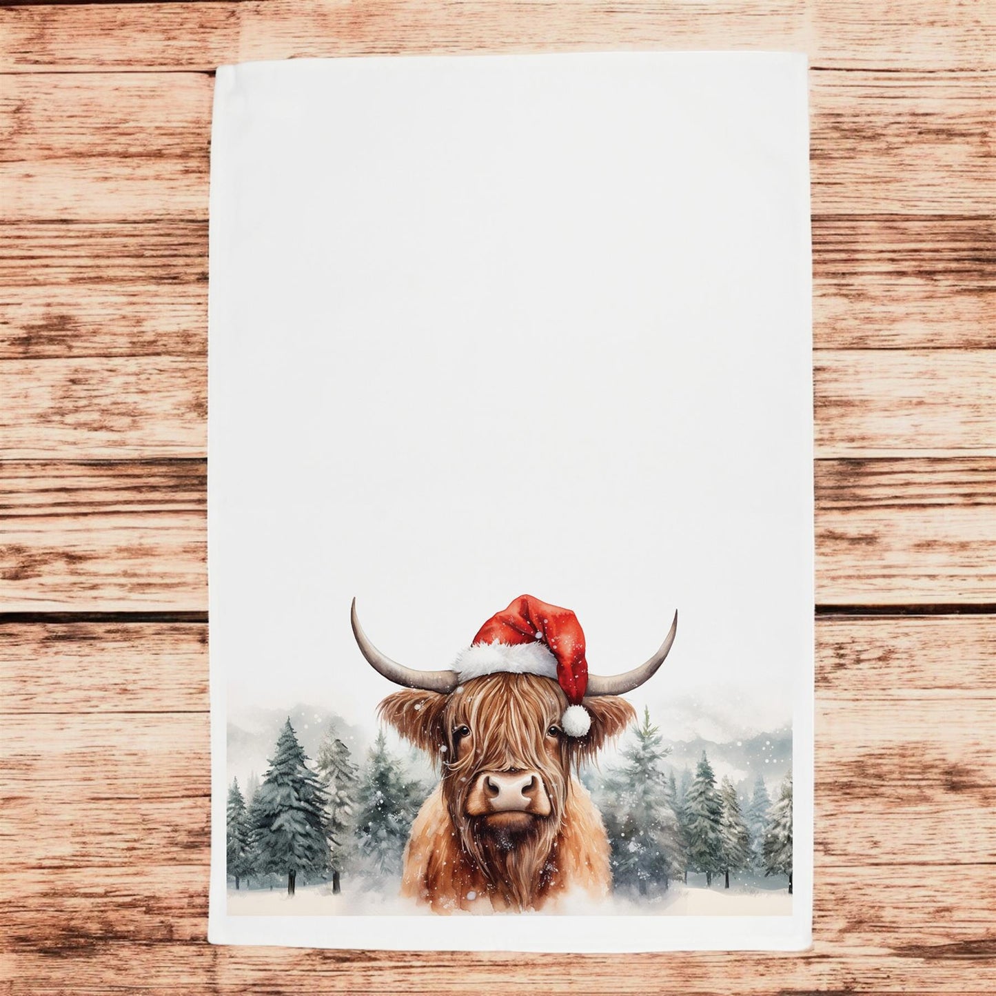 Christmas Highland Cow Tea Towel