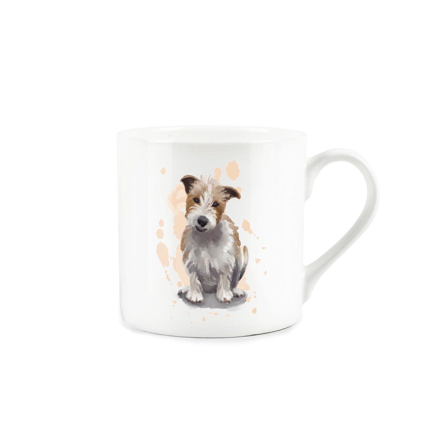 Bone China mug adorned with charming watercolour artwork of a terrier