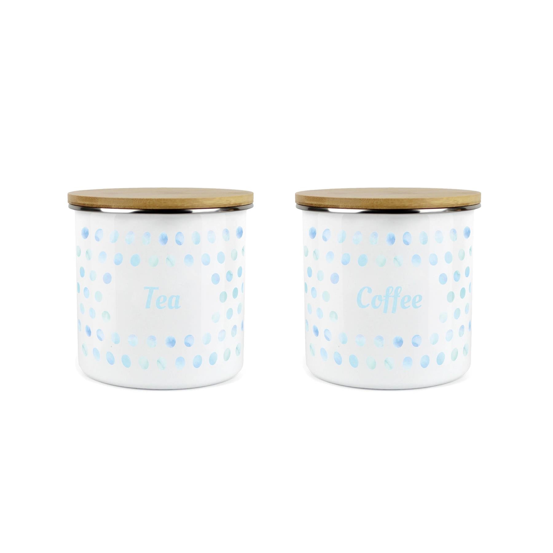 Purely Home Polka Dot Aqua 2pc Food Storage Canister Set - Tea & Coffee