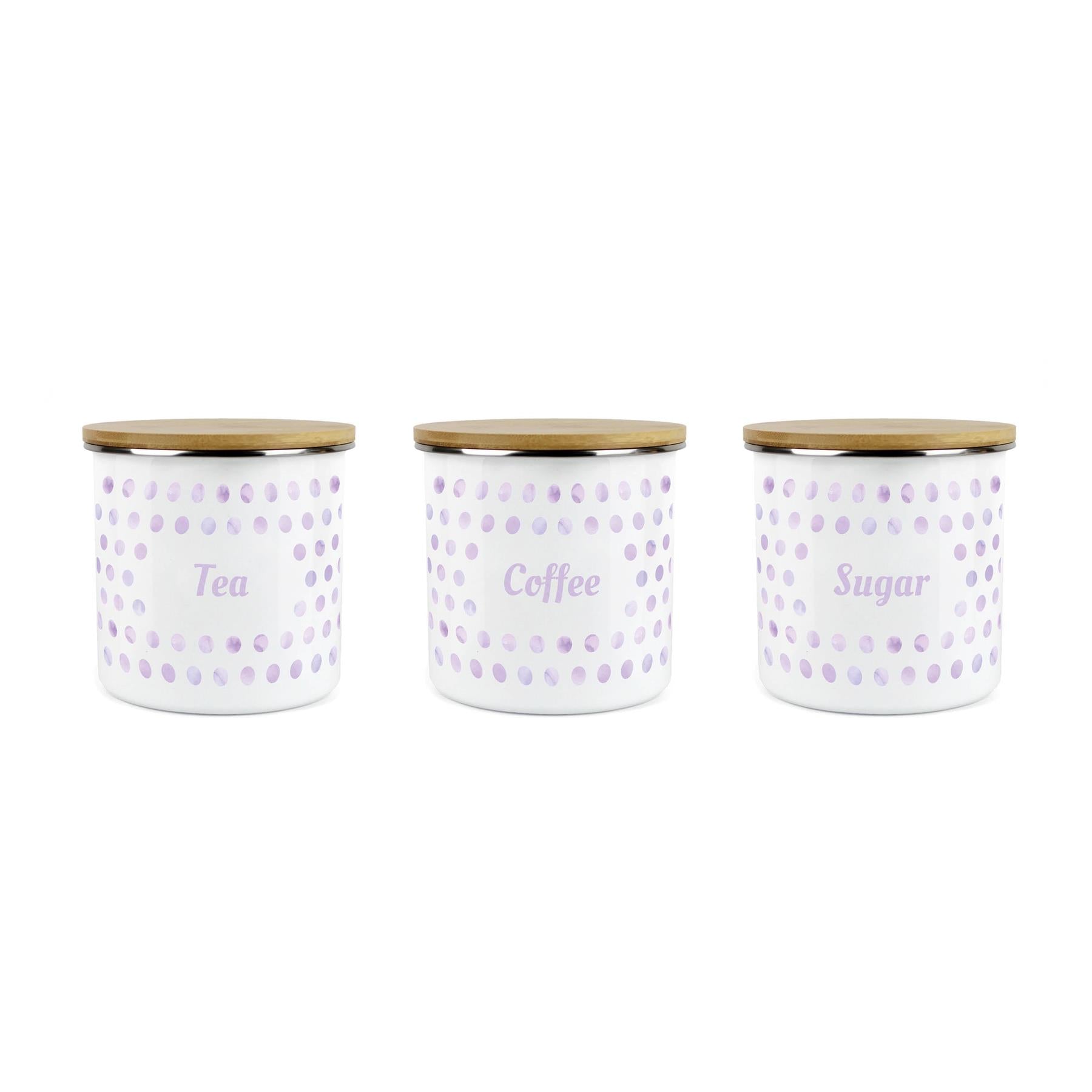 Purely Home Polka Dot Lilac 3pc Food Storage Canisters - Tea, Coffee & Sugar