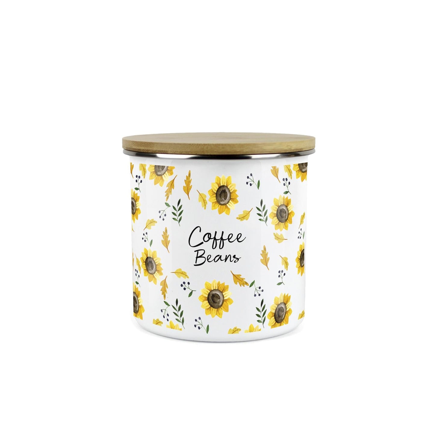Coffee Beans Storage Canister - Sunflowers Yellow Kitchen Storage Jar