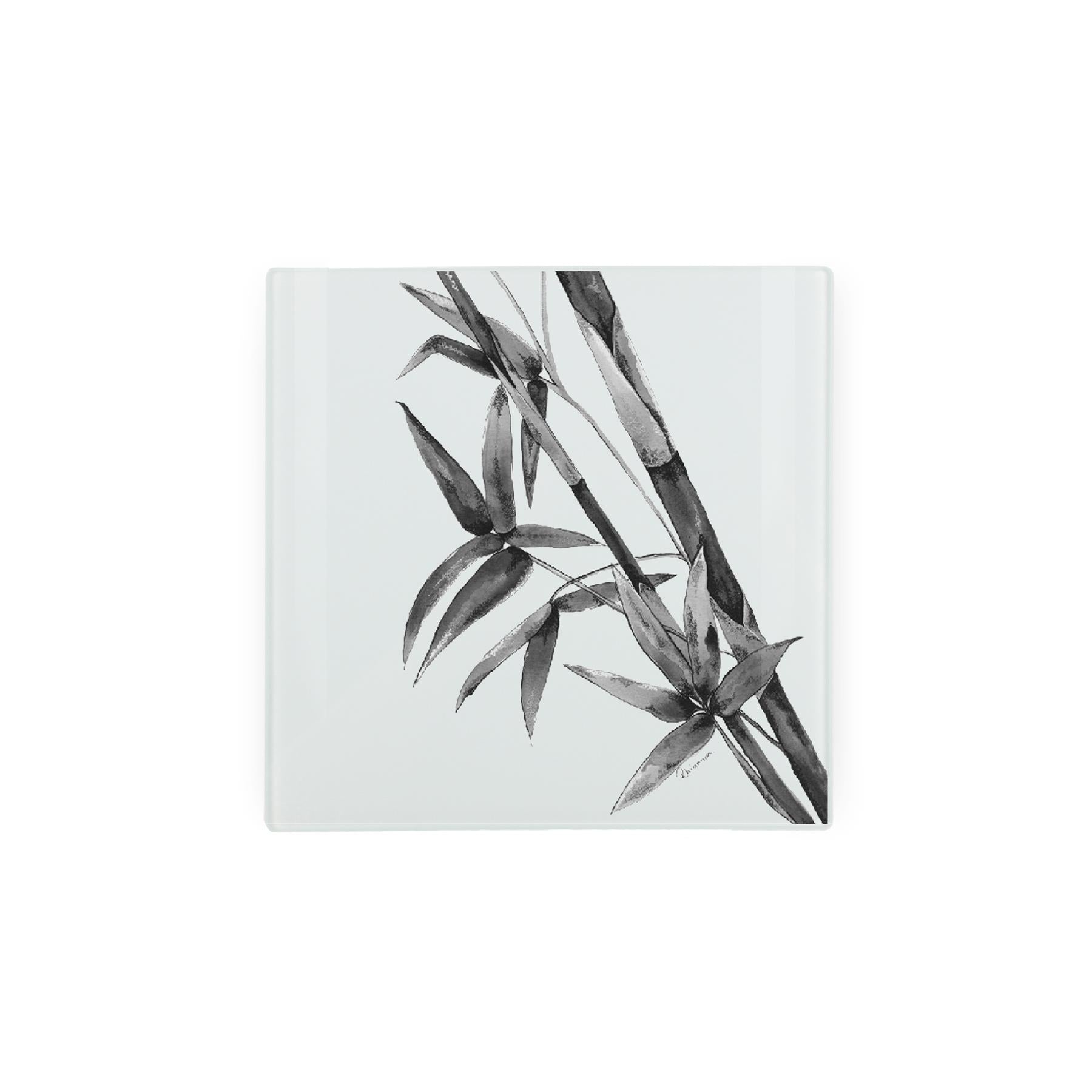 Mini glass worktop protector with leaf print by Rhiannon Chauncey.