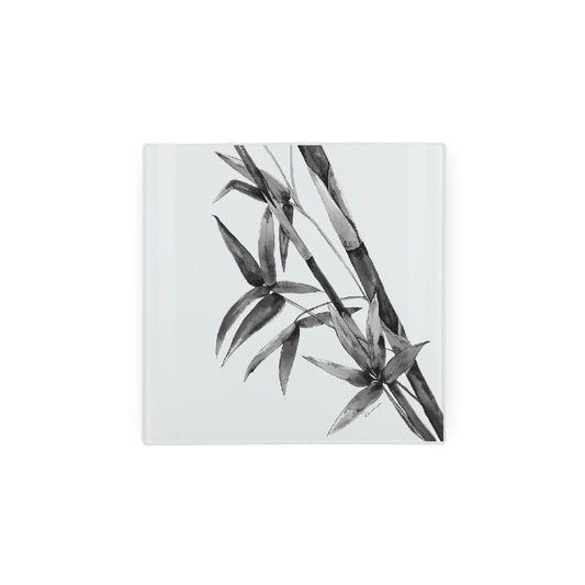 Mini glass worktop protector with leaf print by Rhiannon Chauncey.