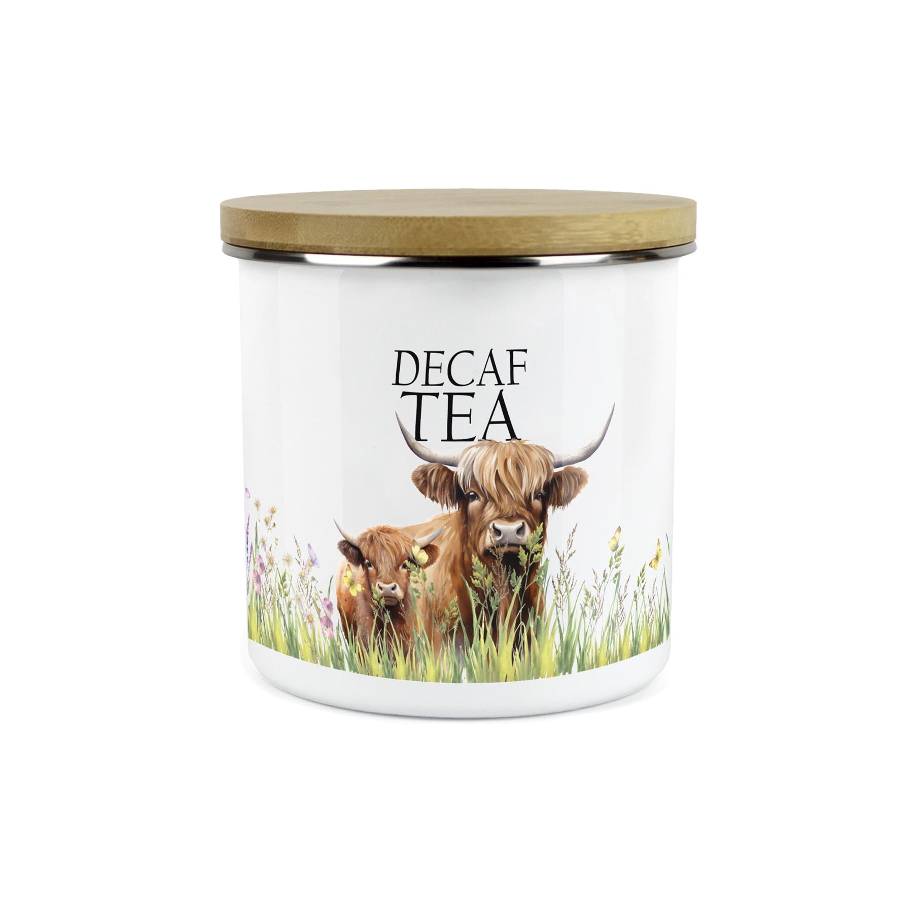 Highland Cow & Calf Kitchen Decaf Tea Storage Canister