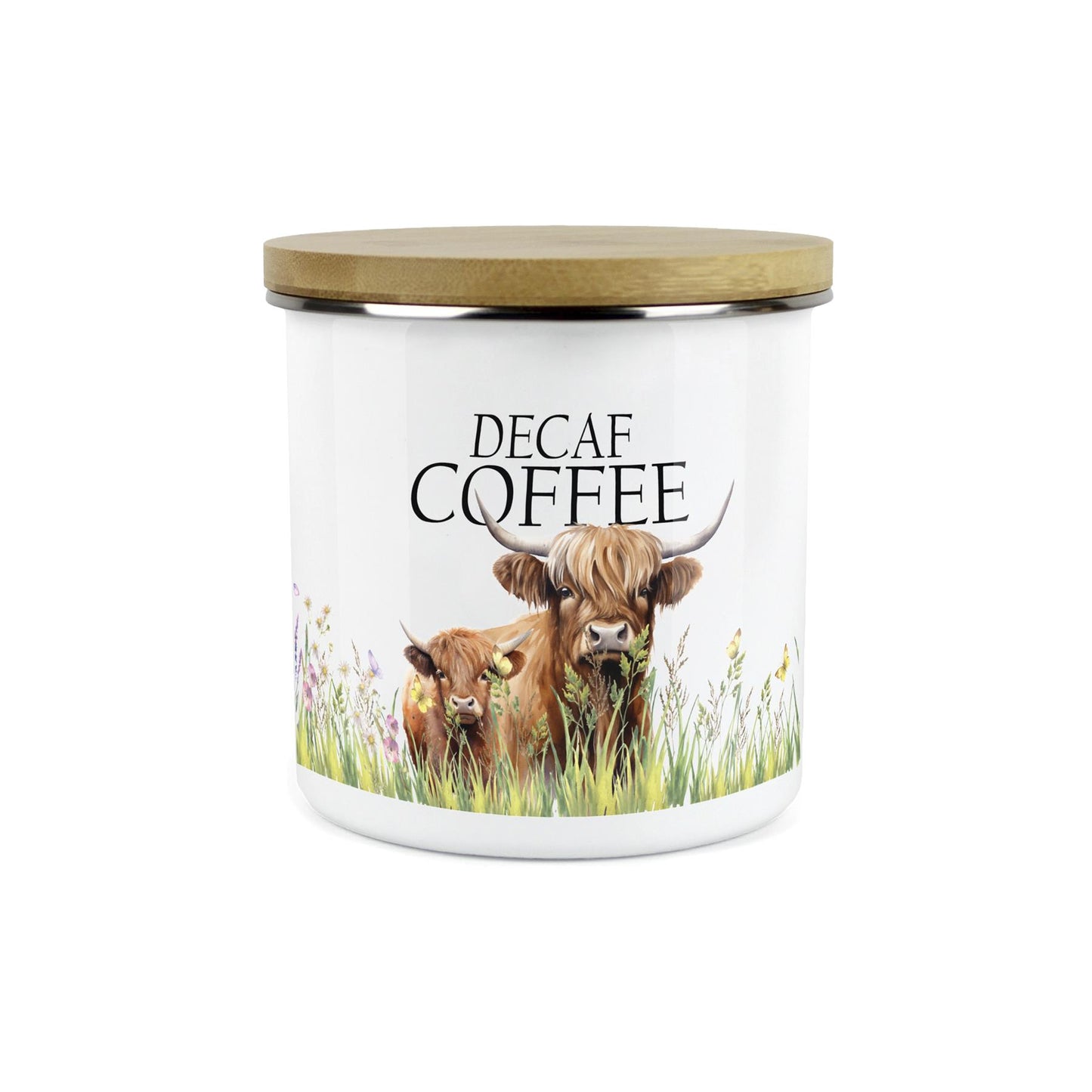 Highland Cow & Calf Kitchen Decaf Coffee Storage Canister