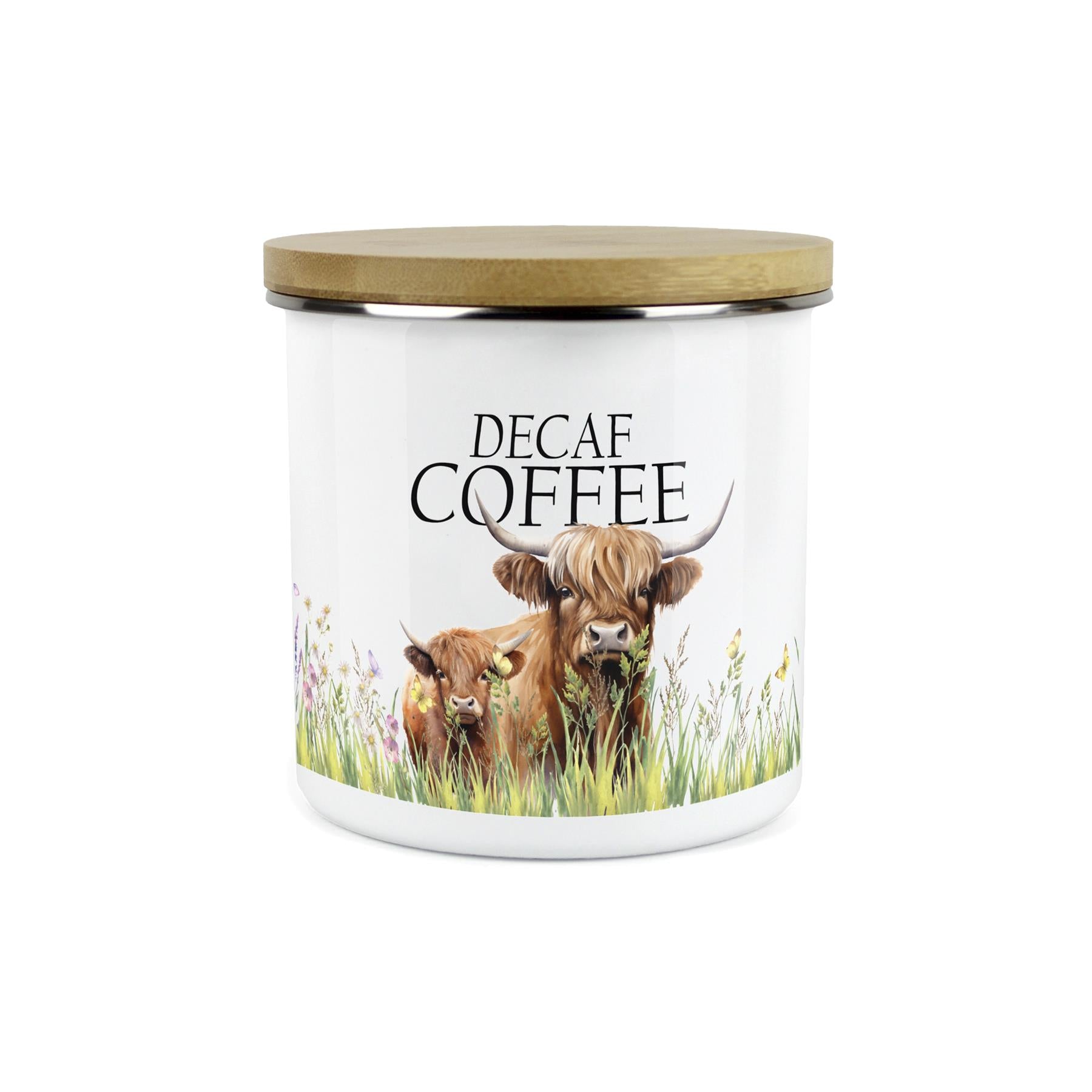 Highland Cow & Calf Kitchen Decaf Coffee Storage Canister