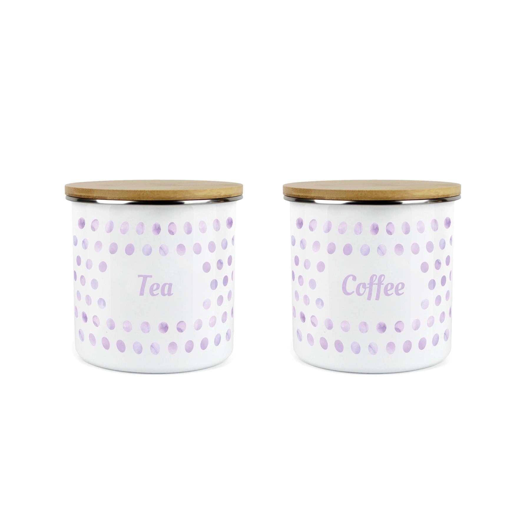 Purely Home Polka Dot Lilac 2pc Food Storage Canisters - Tea & Coffee