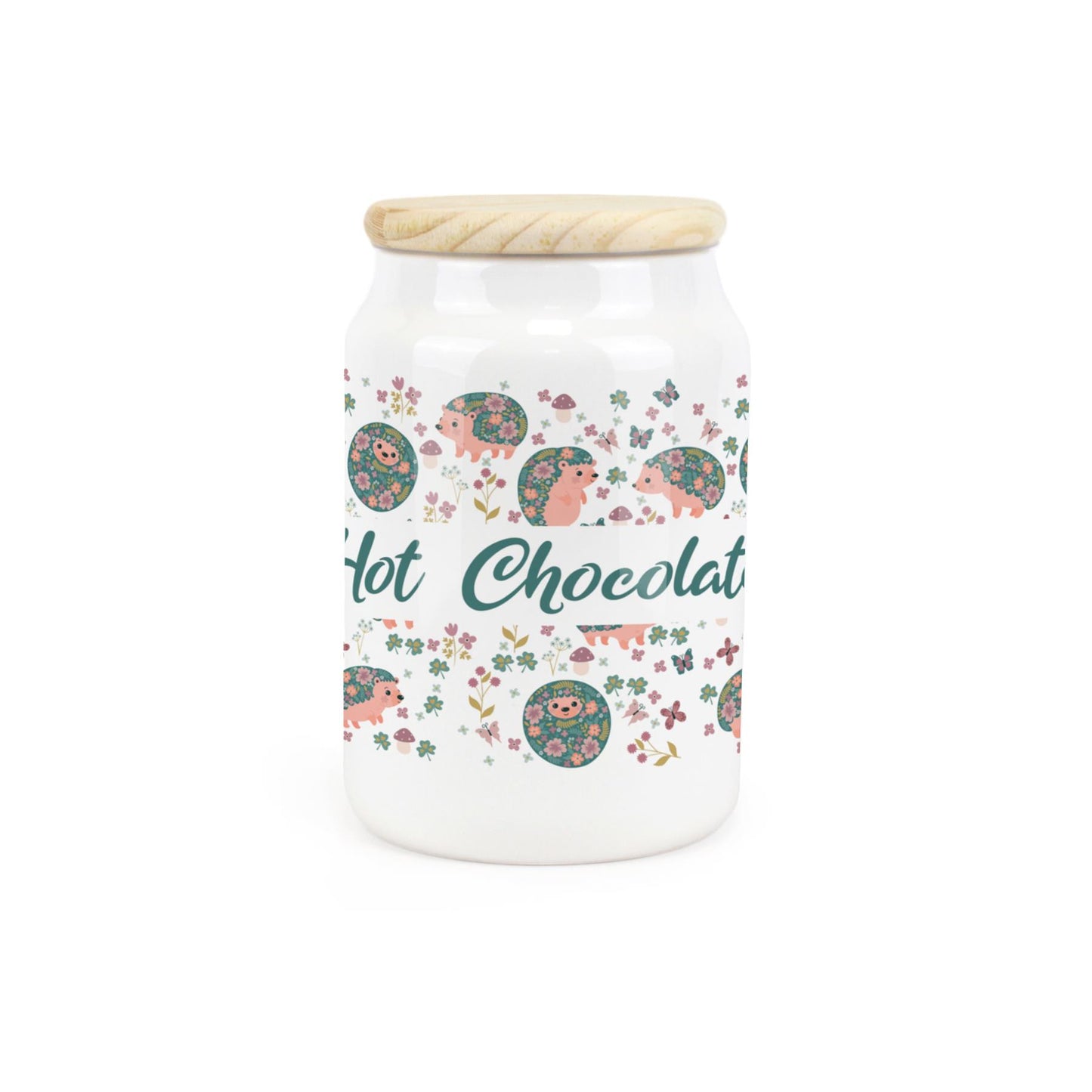 Hedgehogs & Flowers Ceramic Canister