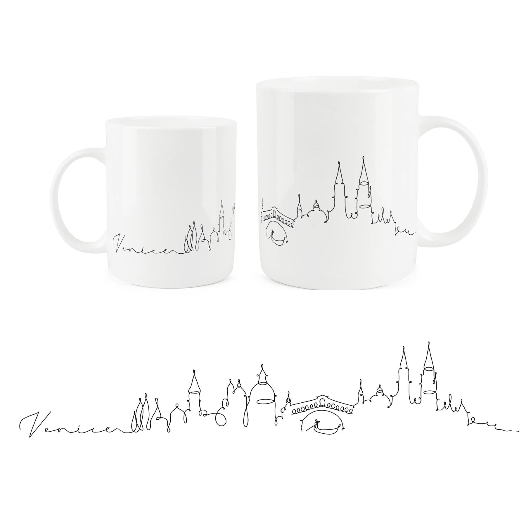 Minimalist bone china mug featuring the iconic Las Vegas skyline.