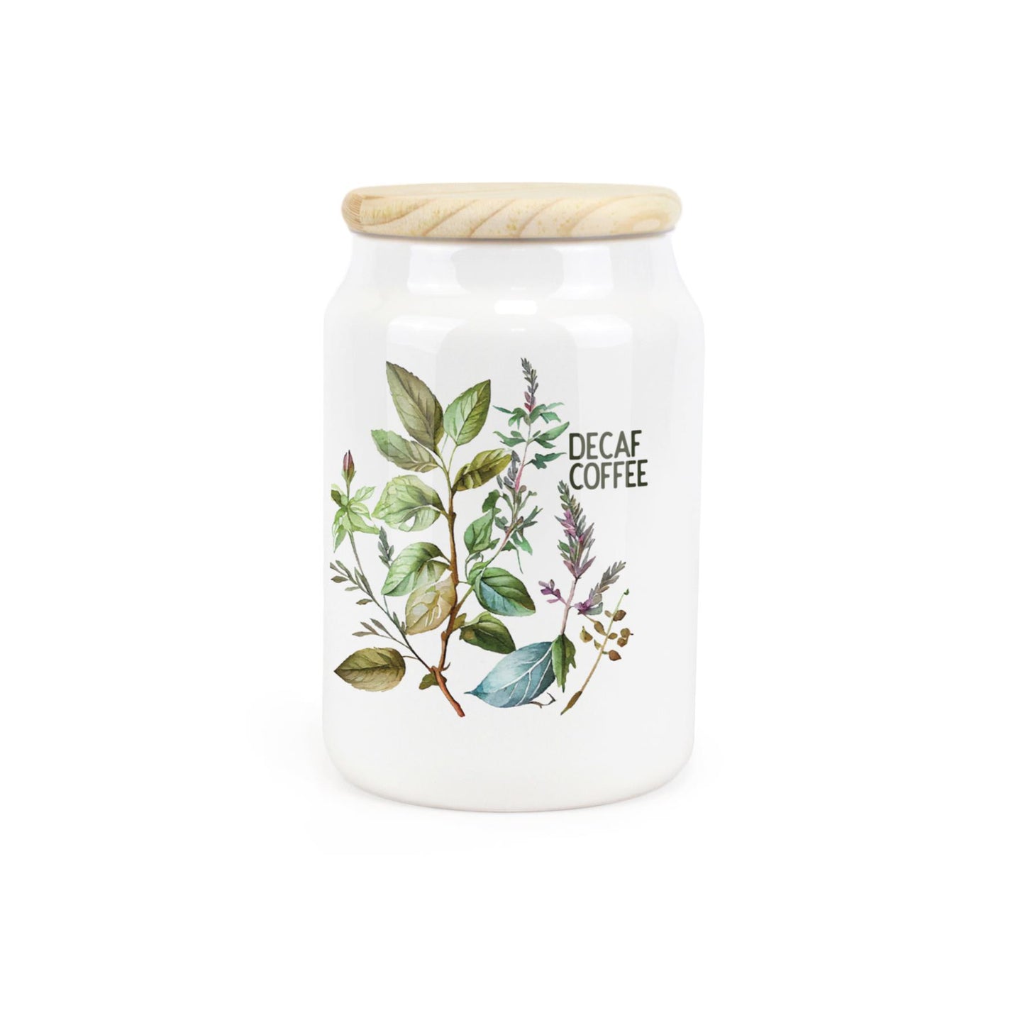 Watercolour Herbs Ceramic Canister