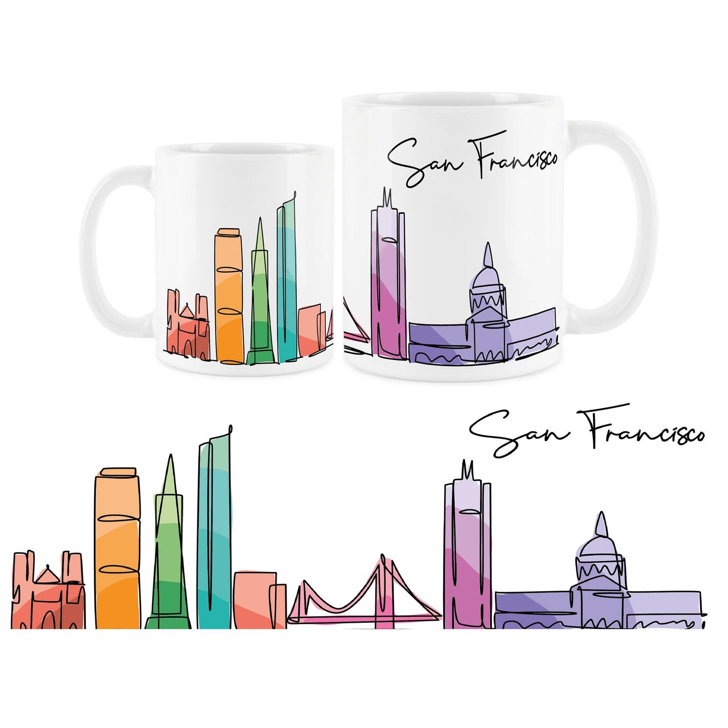 Colourful City Skyline Mug