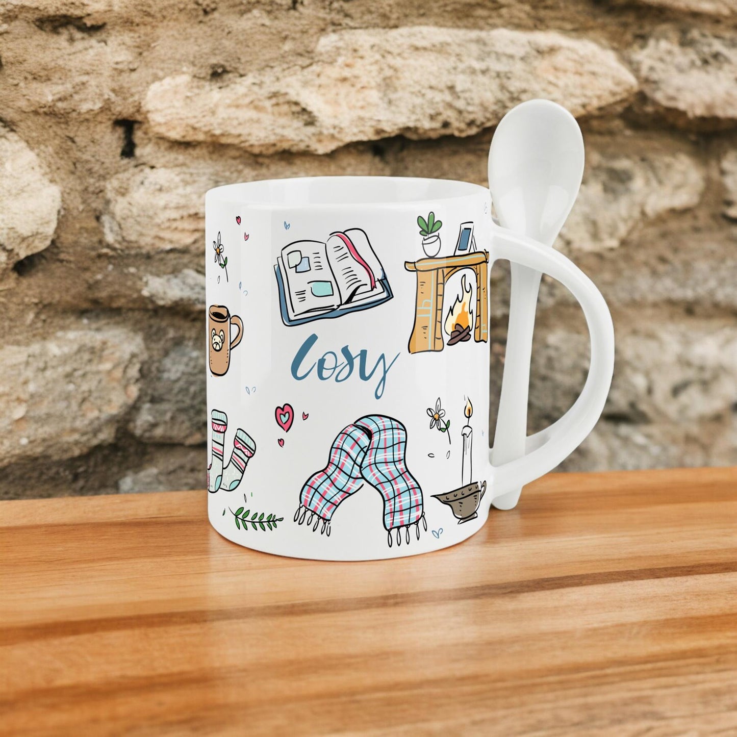 Cosy Hot Chocolate Mug & Spoon Set