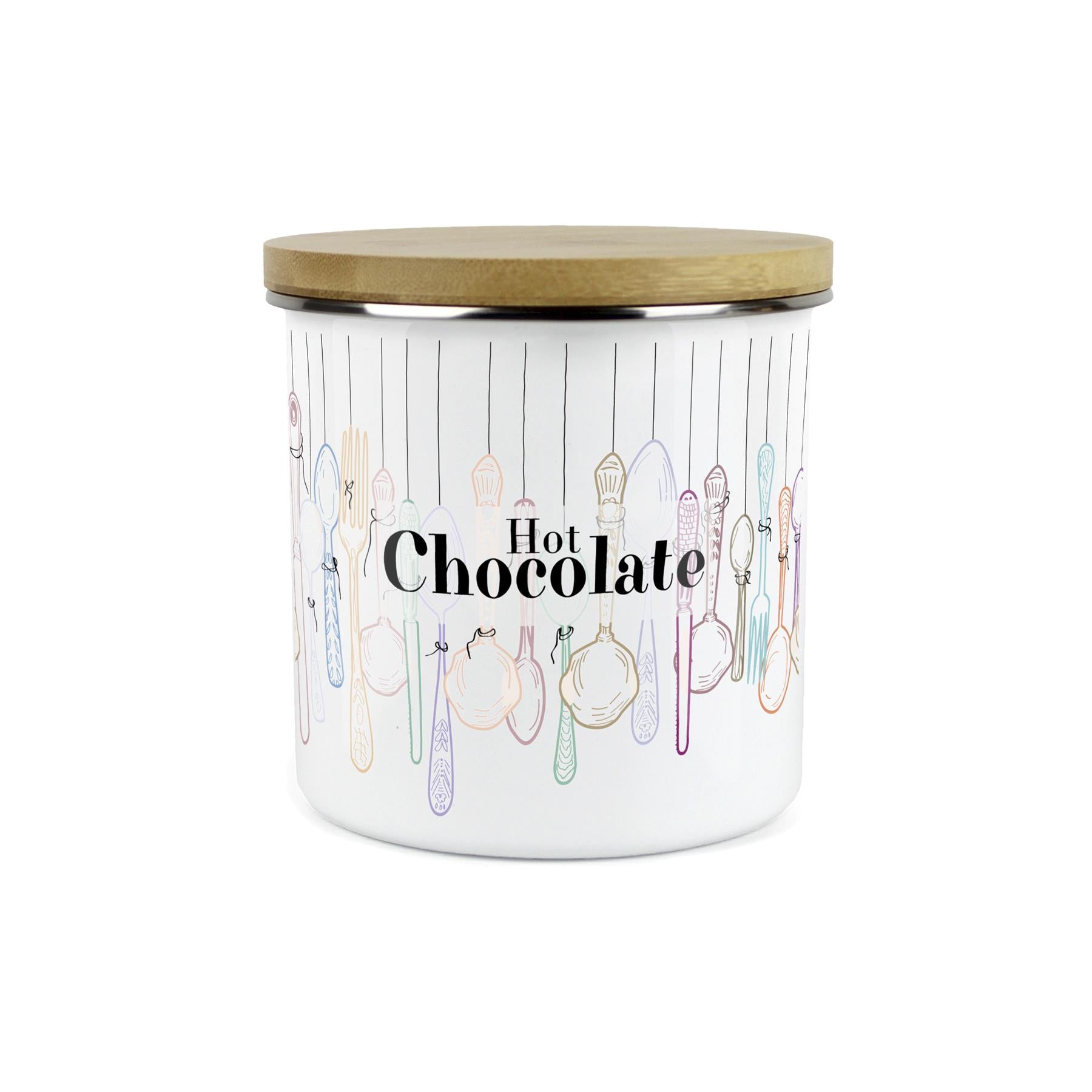 Vintage Cutlery Hot Chocolate Storage Canister - Enamel Kitchen Container