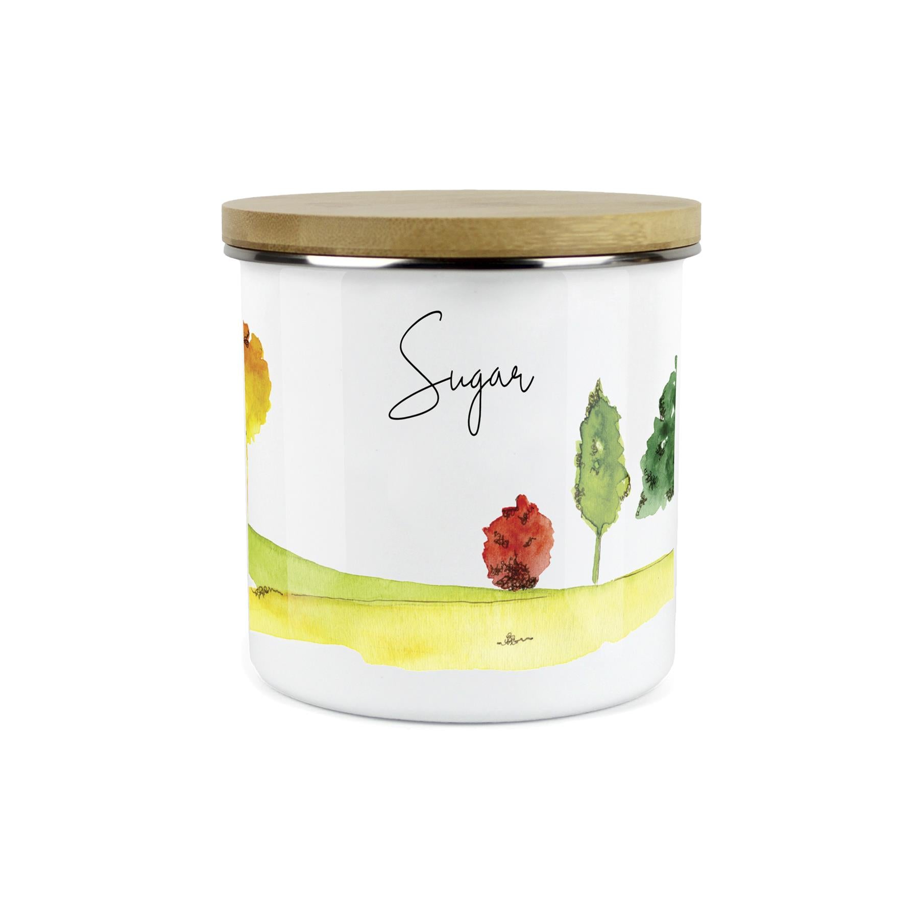 Sugar Canister - Hand-painted Watercolour English Landscape Kitchen Storage Jar