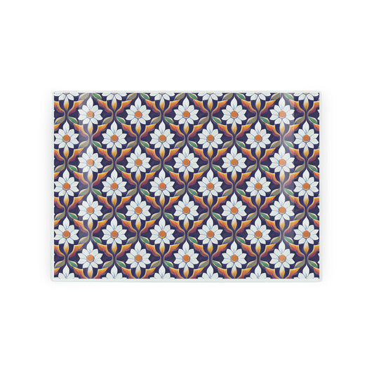 Textured worktop protector with eye-catching floral tiles.