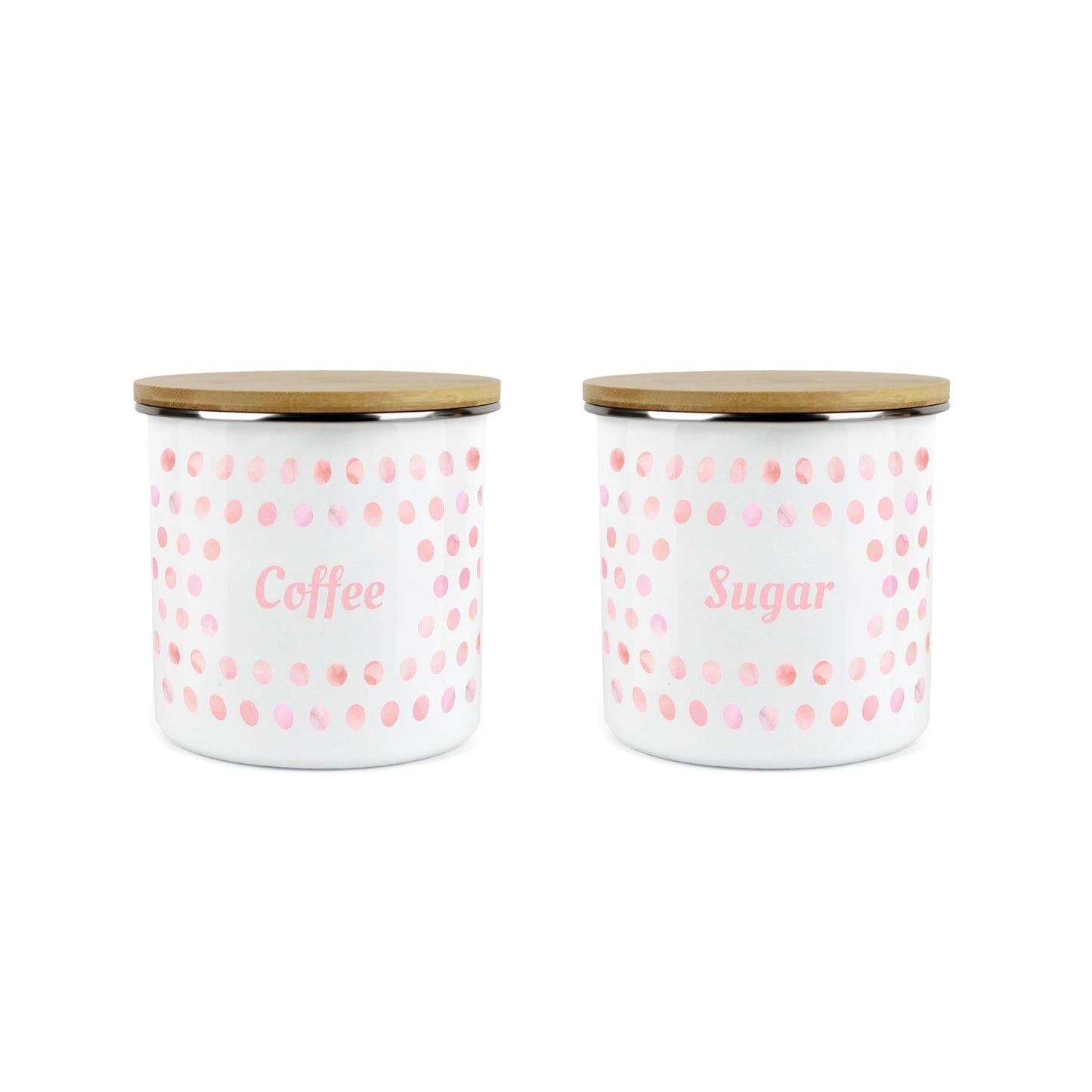 Purely Home Kitchen Polka Pink Food Storage Canister 2pc - Coffee and Sugar