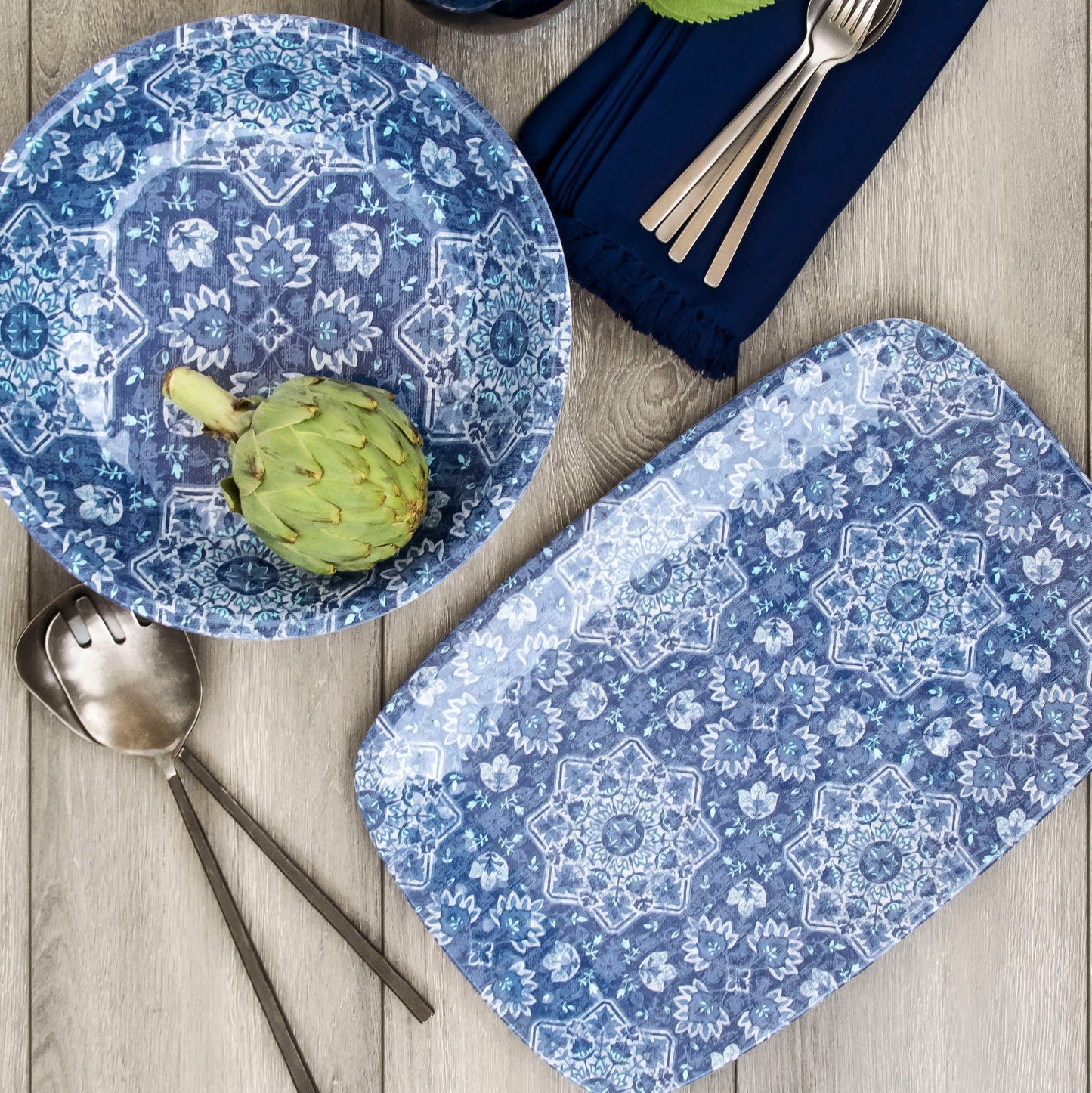 Atlantic Blue Melamine Salad Serve Bowl