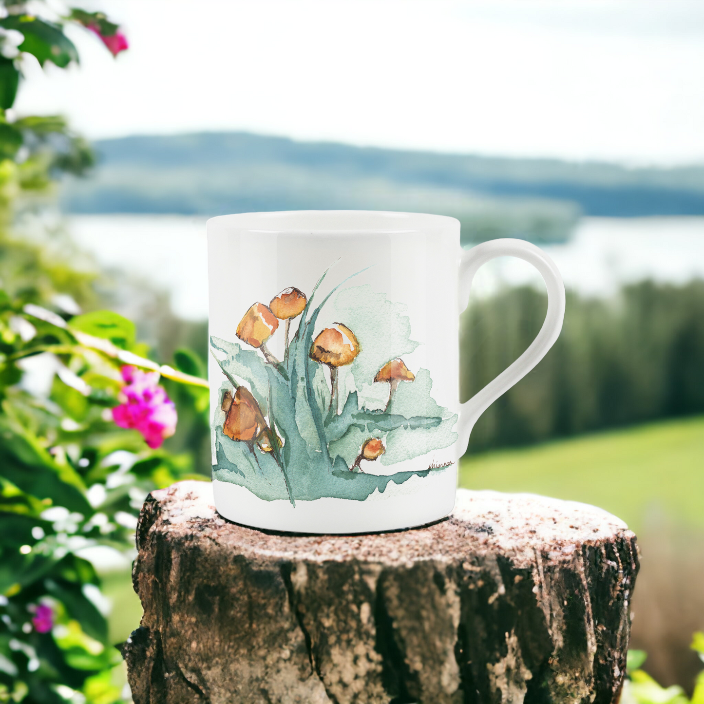 Watercolour Mushrooms Small Mug by Rhiannon Chauncey