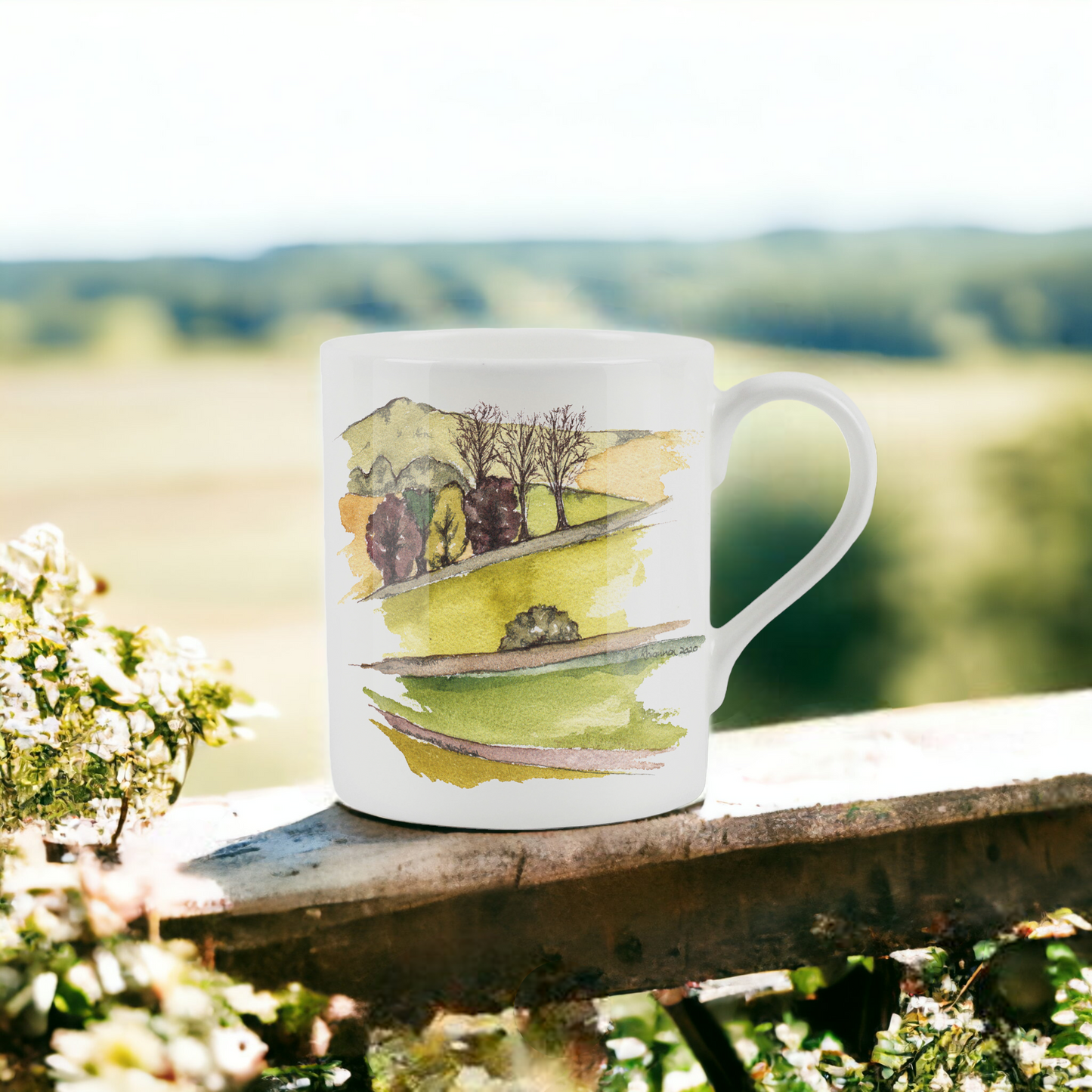 Watercolour Terraces Small Mug by Rhiannon Chauncey