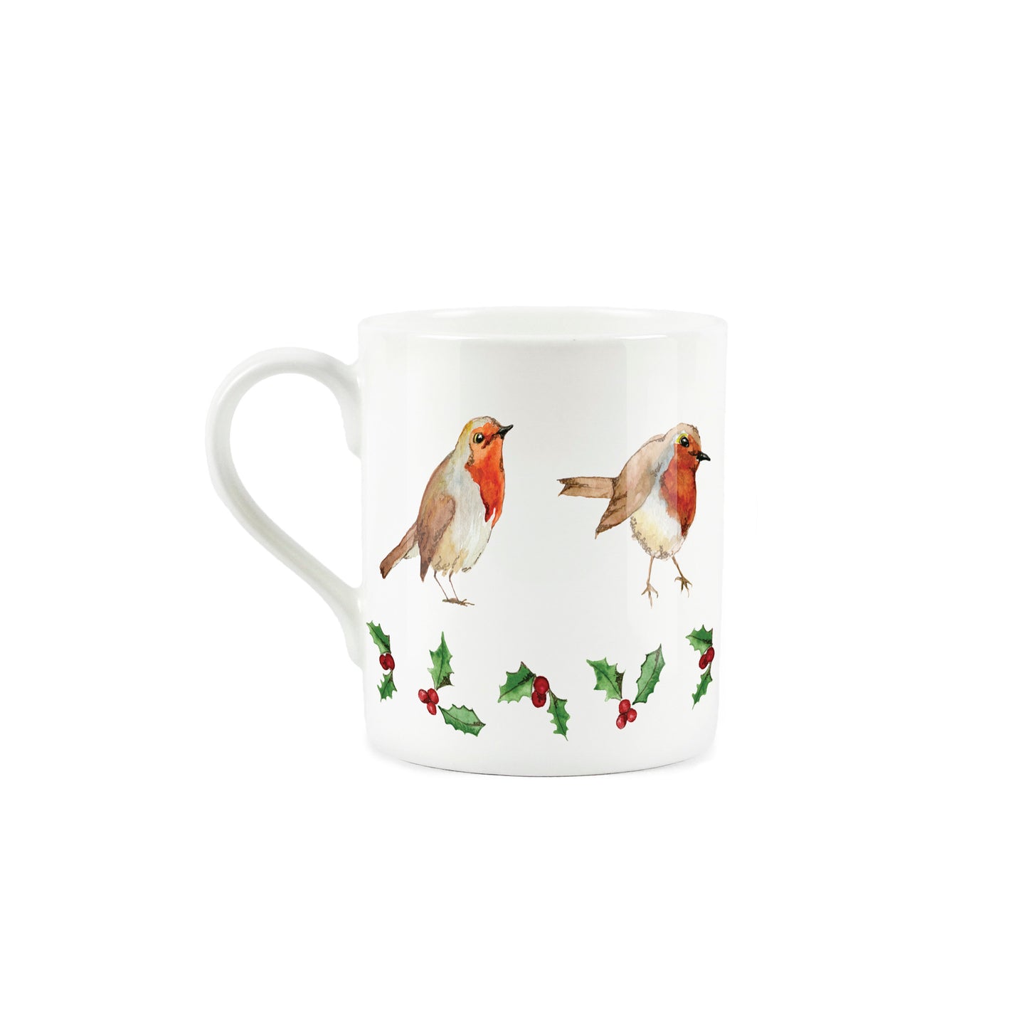 Christmas Robins Small Mug by Rhiannon Chauncey
