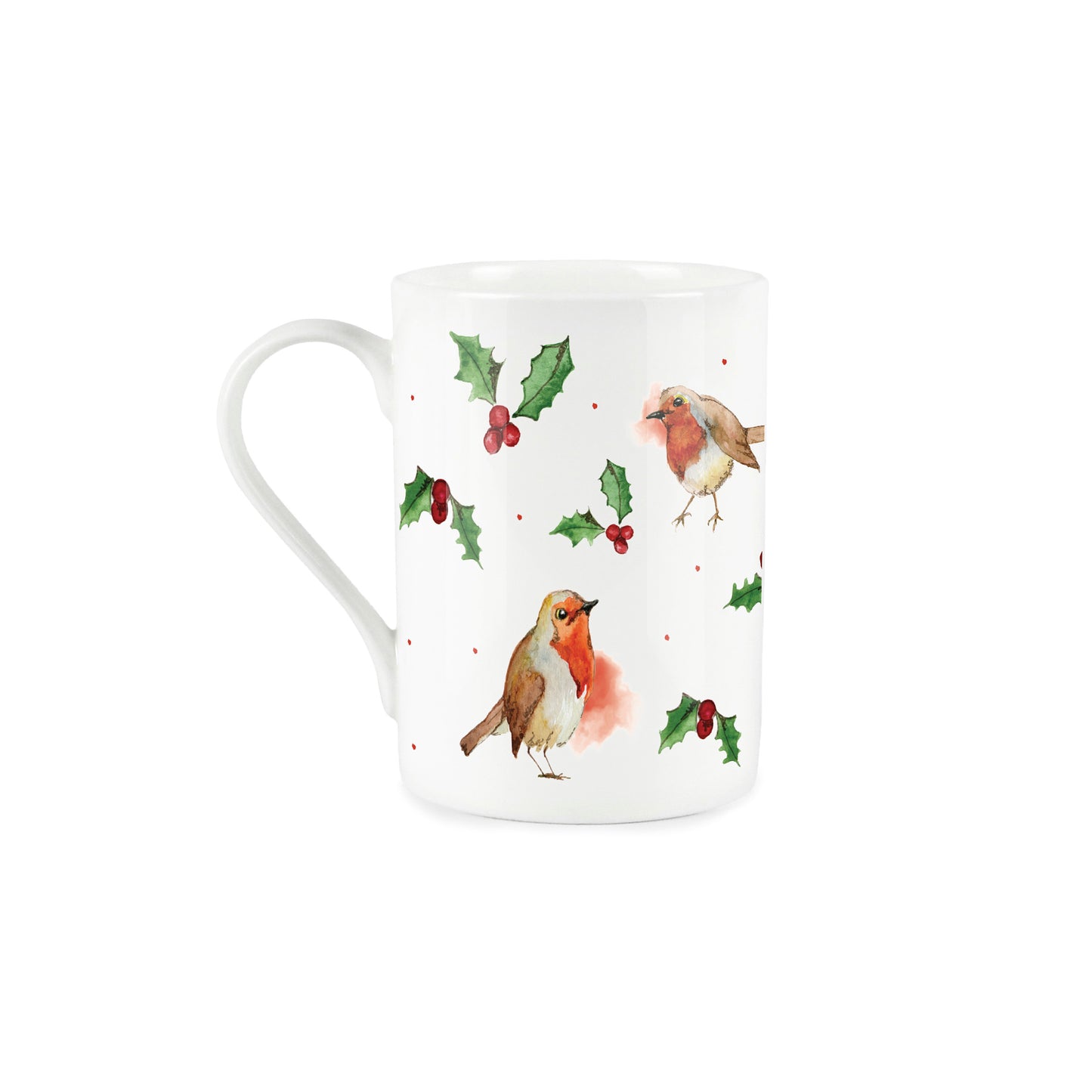 Large Robins & Holly Mug by Rhiannon Chauncey