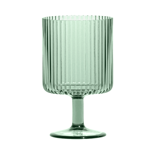 Mesa Sage Green Acrylic Plastic Ribbed Drinking Goblets