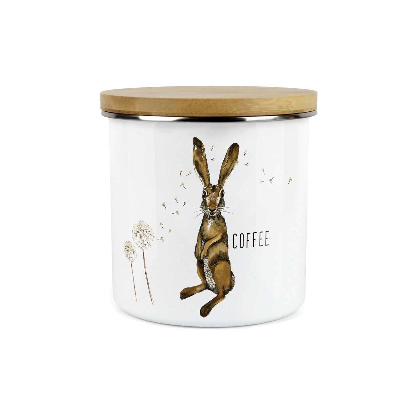 Hares & Dandelions Large Enamel Canister by Rhiannon Chauncey