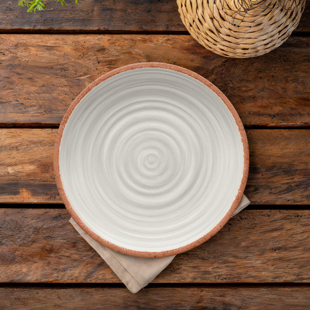 Rustic Swirl Ivory Melamine Dinner Plate