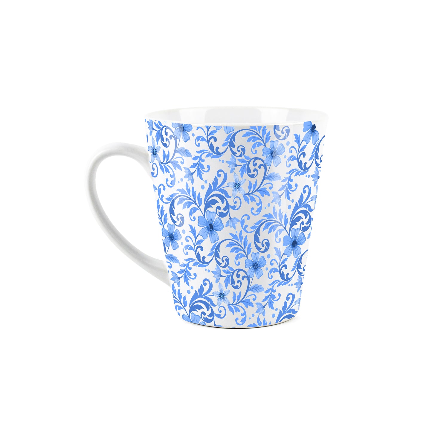 Blue Swirl Floral Small Latte Mug