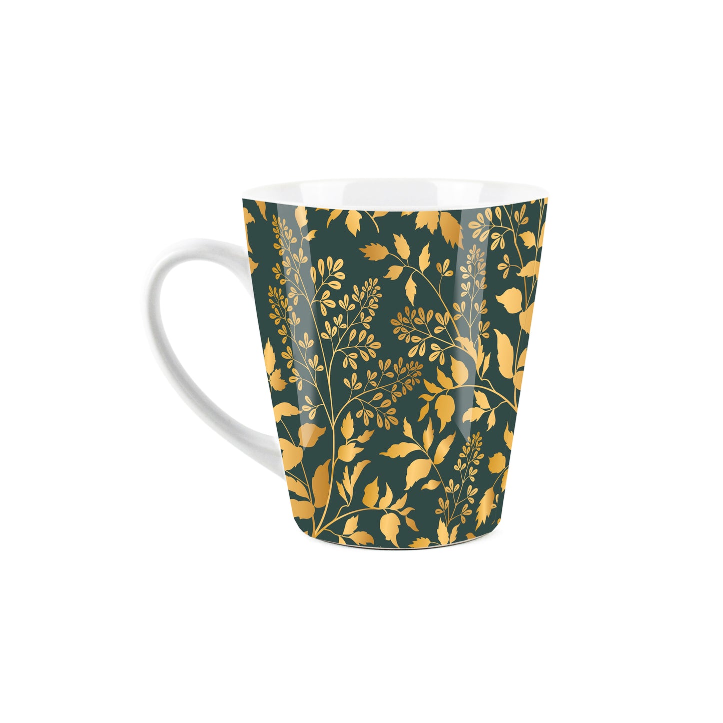 Gold & Green Foliage Small Latte Mug