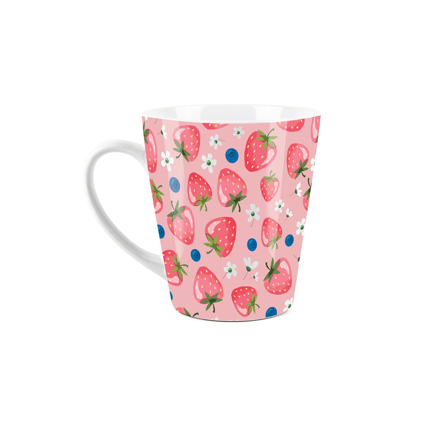 Pink Strawberries Small Latte Mug