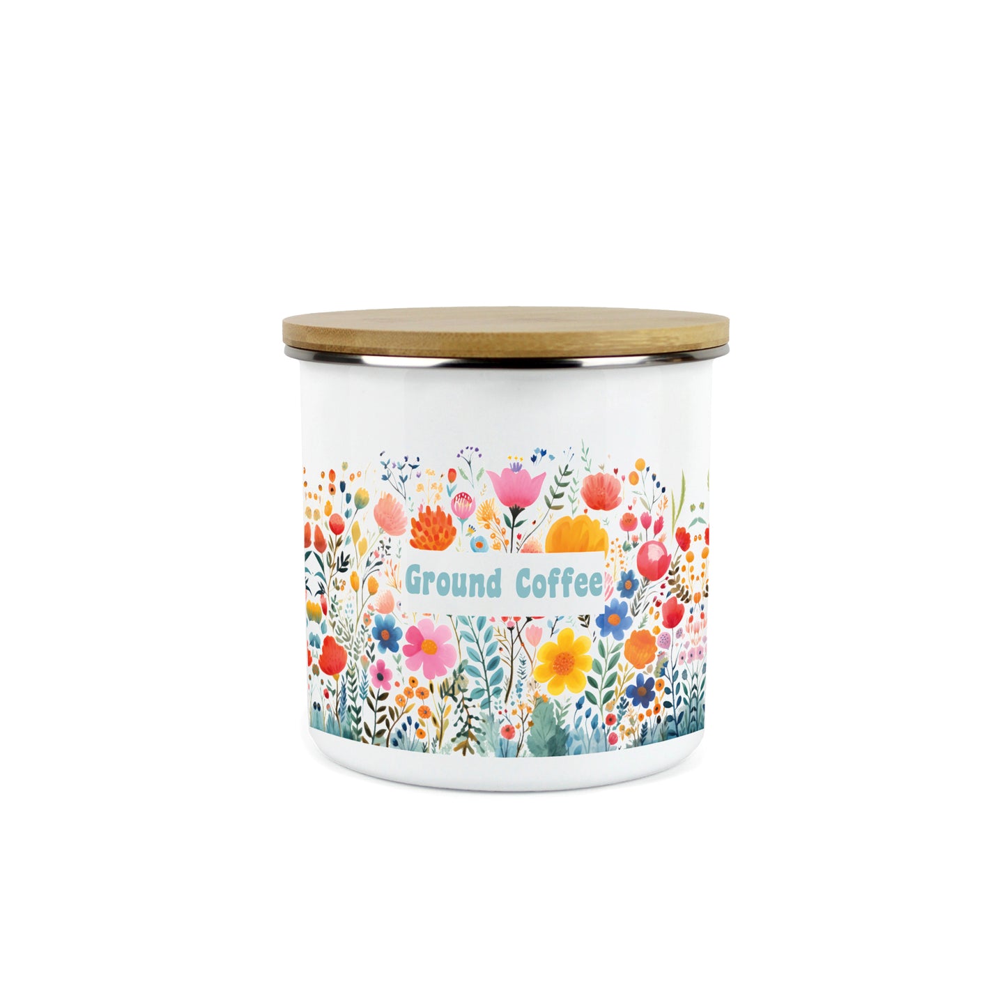 Bright Florals Medium Enamel Canister