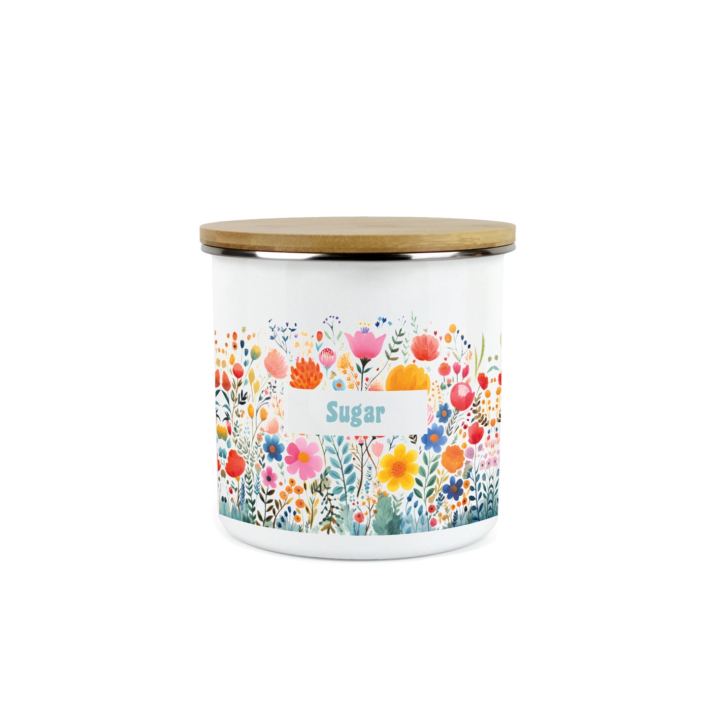 Bright Florals Medium Enamel Canister