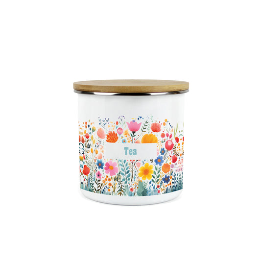 Bright Florals Medium Enamel Canister