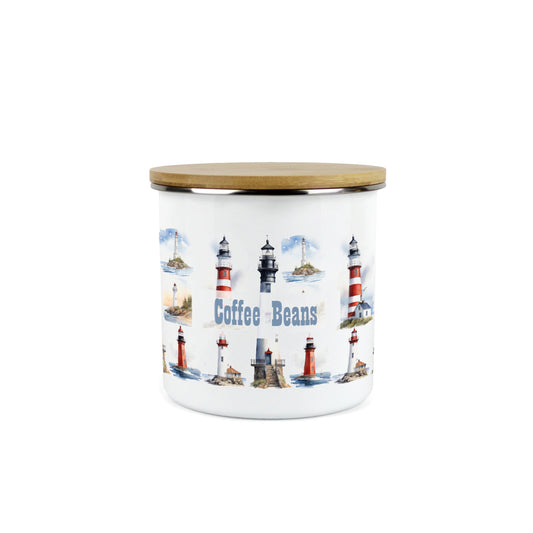 Watercolour Lighthouses Medium Enamel Canister