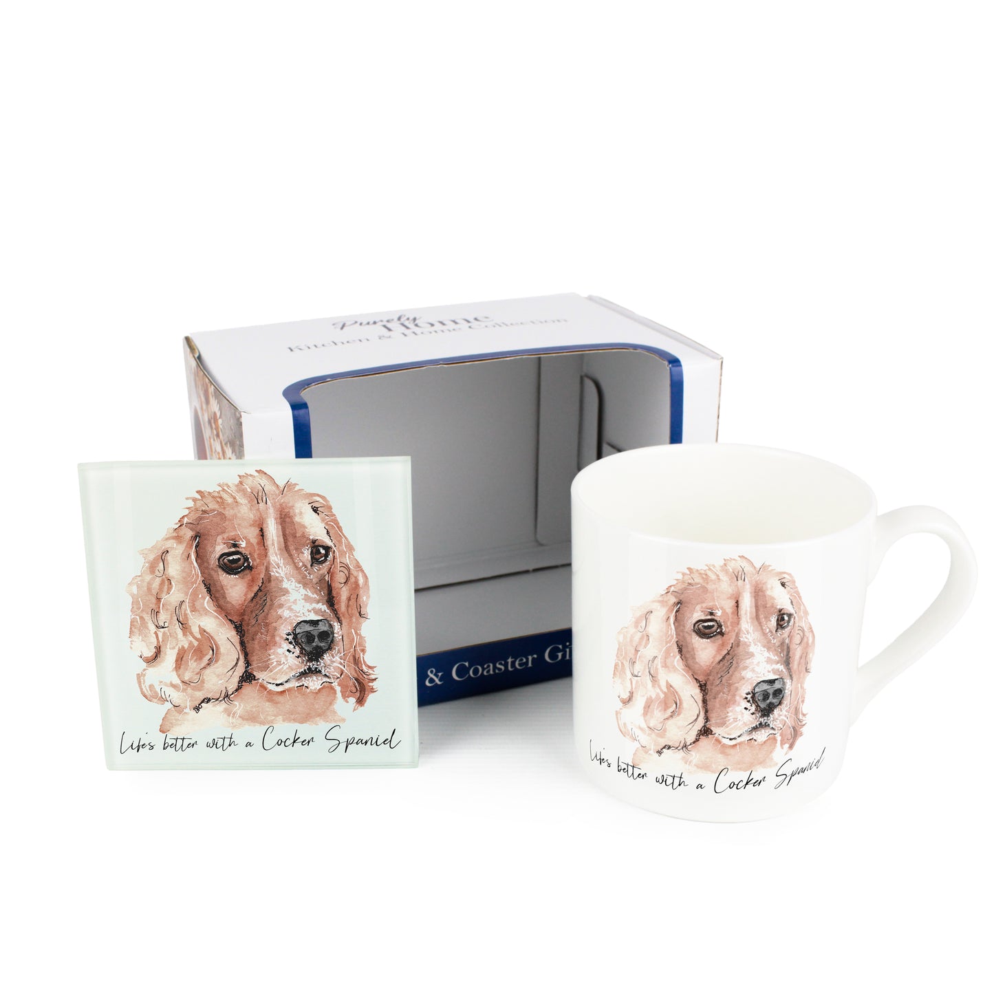 Lifes Better with a Cocker Spaniel' Mug & Coaster Gift Set