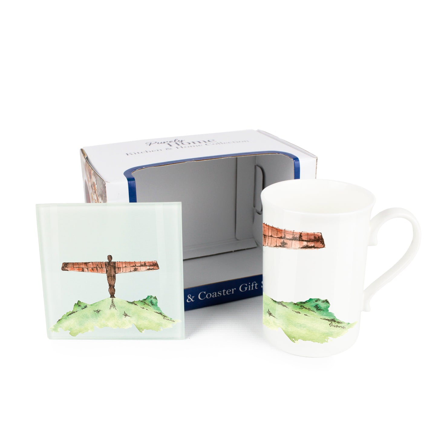 Angel of the North Mug & Coaster Gift Set by Rhiannon Chauncey