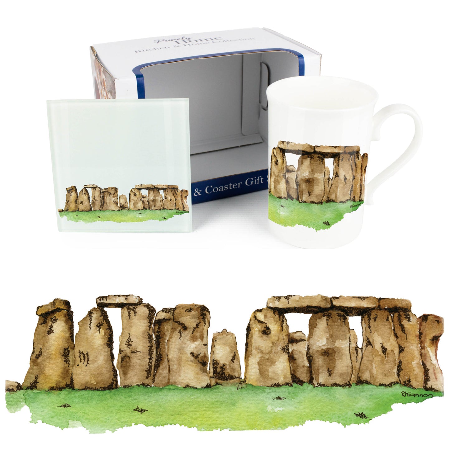 Stonehenge Mug & Coaster Gift SetG by Rhiannon Chauncey