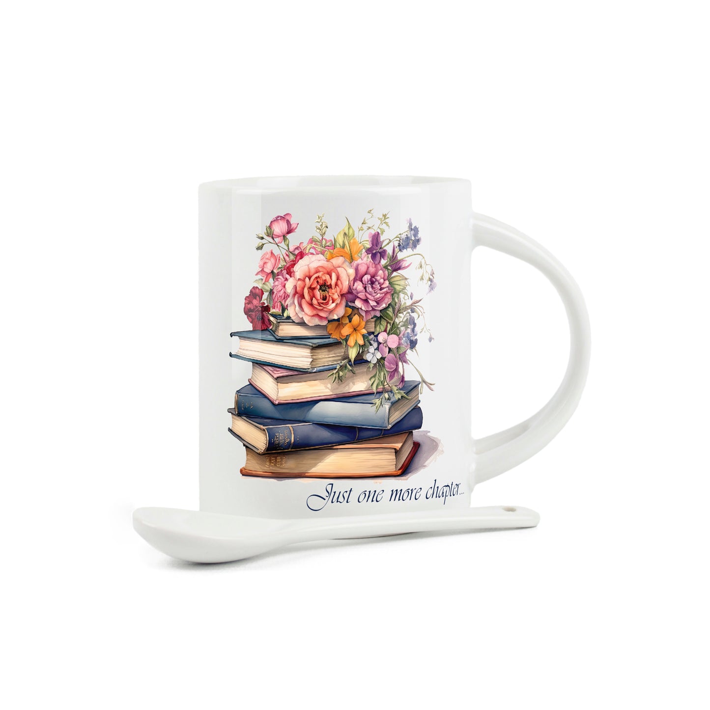 Just one more Chapter' Floral Books Mug & Spoon Set