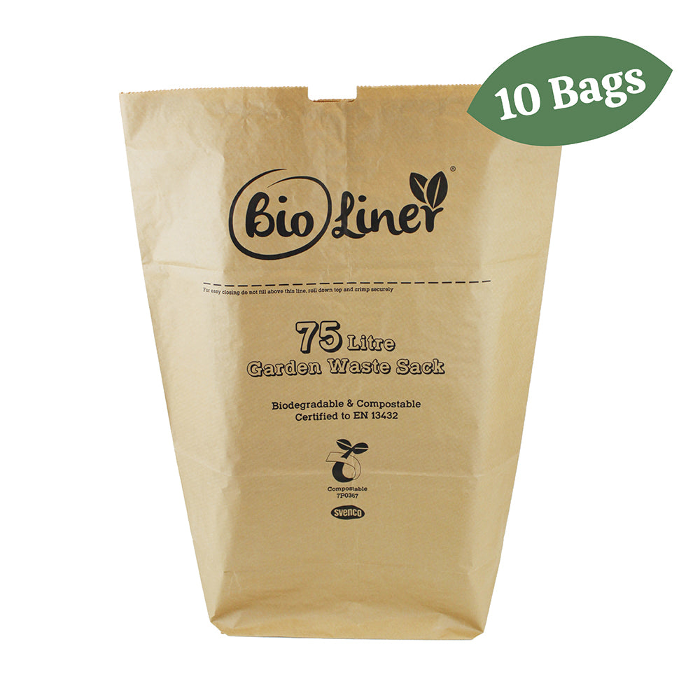75L Paper Compostable Garden Waste Sacks - Pack of 10